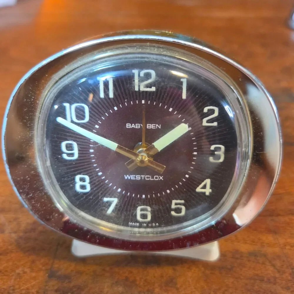 Vintage Westclox Baby Ben Alarm Clock Brown Dial Luminous Hands Made in USA